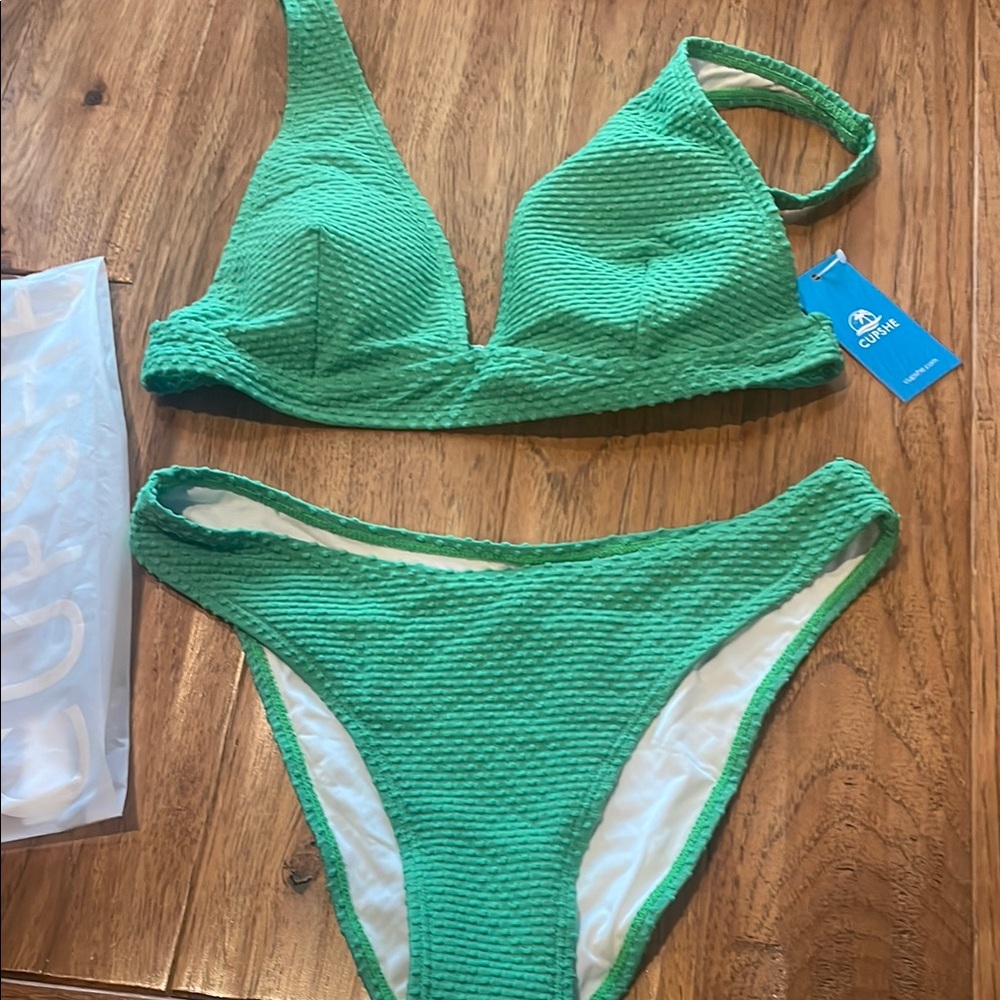 NWT green CUPSHE Textured Bikini size S